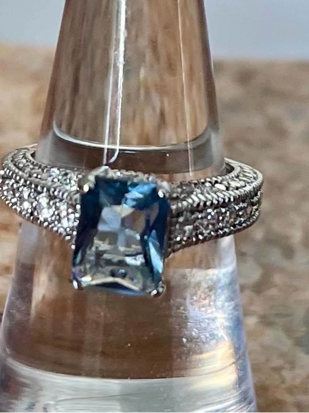 Bomb Party RETRO RBP2900 Vintage Embrace Periwinkle Topaz on Rhodium Ring HTF
